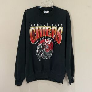 KC Chiefs Vintage Sweatshirt Locker Line Crewneck Sz XL Black NFL Kansas City
